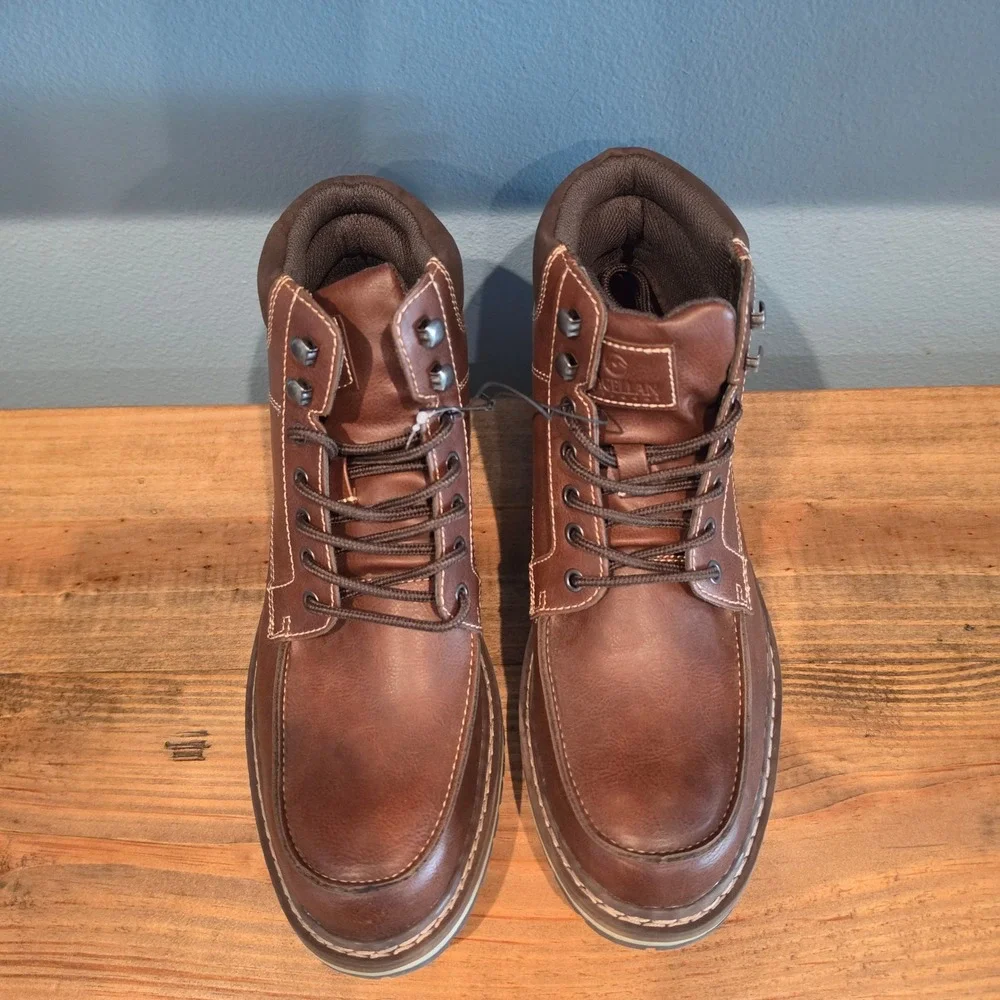 Magellan Outdoors Mens Boots Brown Moc Toe Lace Up Casual Work Ankle 10D